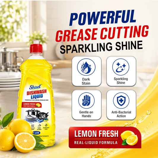 Shael Lemon Fresh Dishwashing Liquid Gel – 1 Ltr (Pack of 2) | Tough Stain & Grease Cleaner – ₹92/bottle