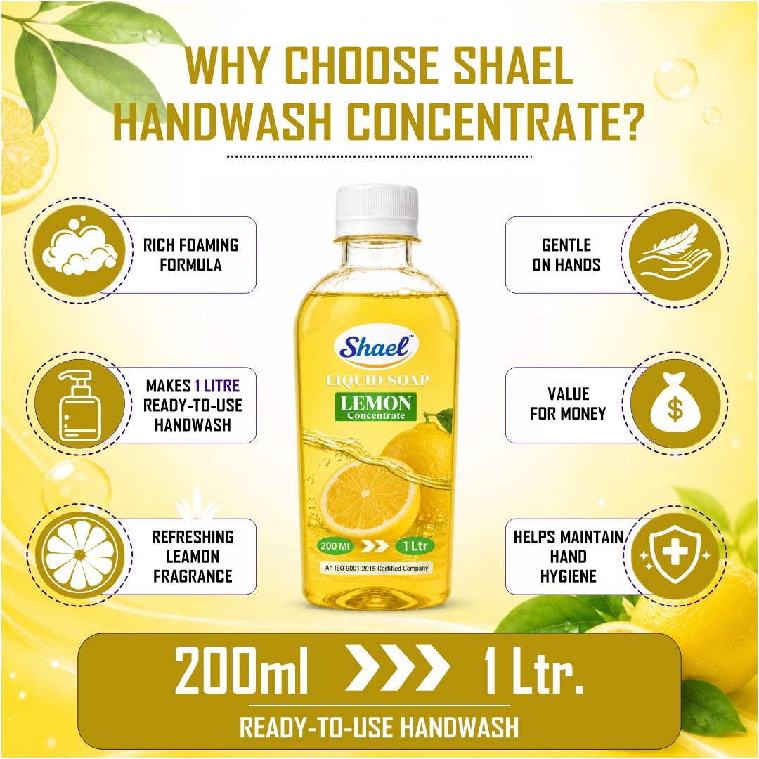 Shael Lemon Liquid Soap Concentrate (200 ml) | Makes 1 Litre Ready-to-Use Handwash