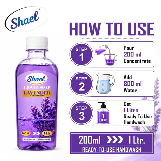 Shael Lavender Liquid Soap Concentrate (200 ml) | Rich Foaming Formula | Makes 1 Litre Ready-to-Use Handwash