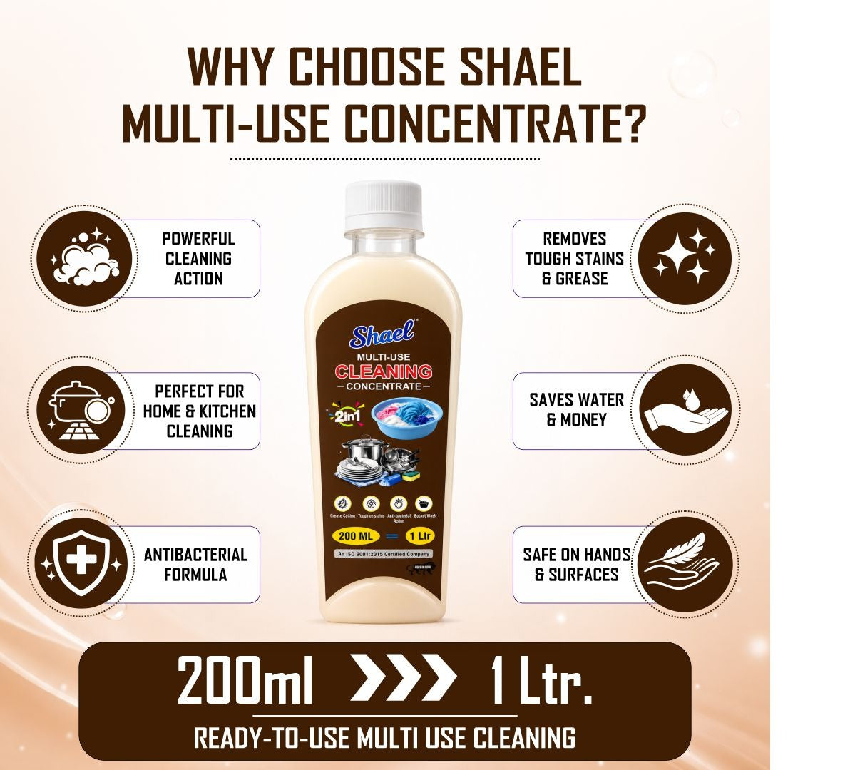 2-in-1 Concentrate Cleaning Liquid 200ml | Makes 1 Litre