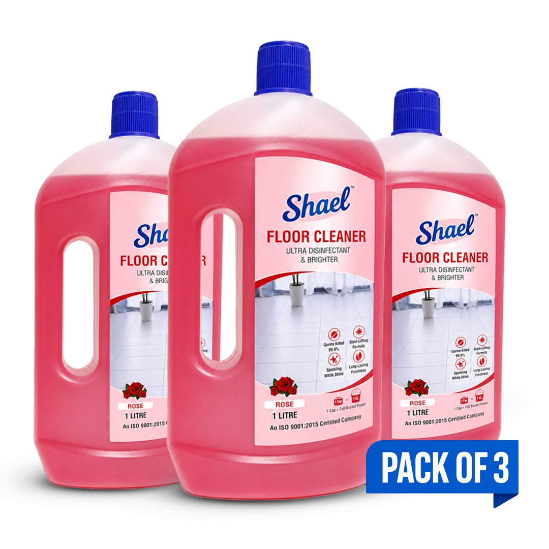 Shael Rose Floor Cleaner 1 Litre (Pack of 3) | Floral Fresh Shine & Disinfectant Floor Cleaner – ₹70.6/bottle