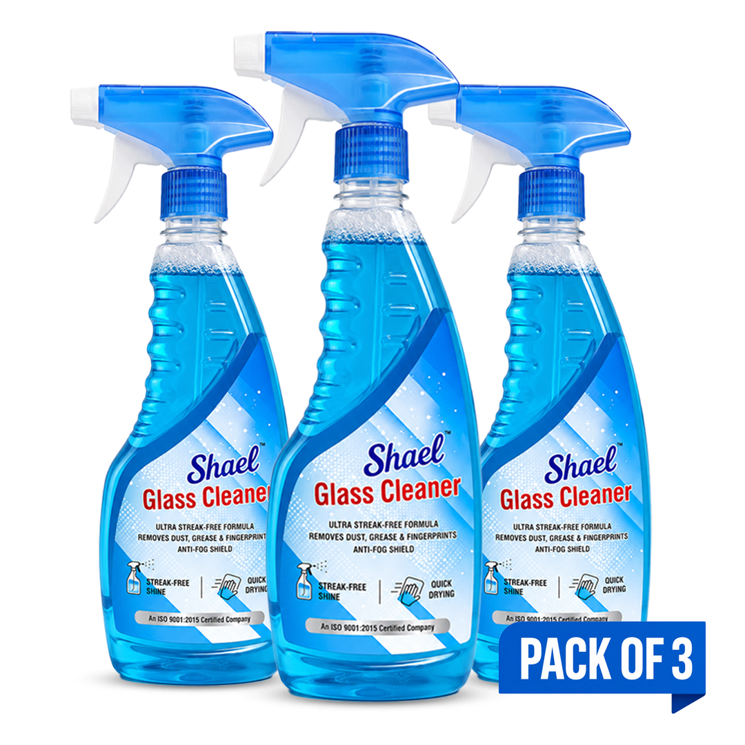 Shael Glass Cleaner Spray 500ml (Pack of 3) – Streak-Free Shine & Powerful Stain Remover – ₹73.3/bottle