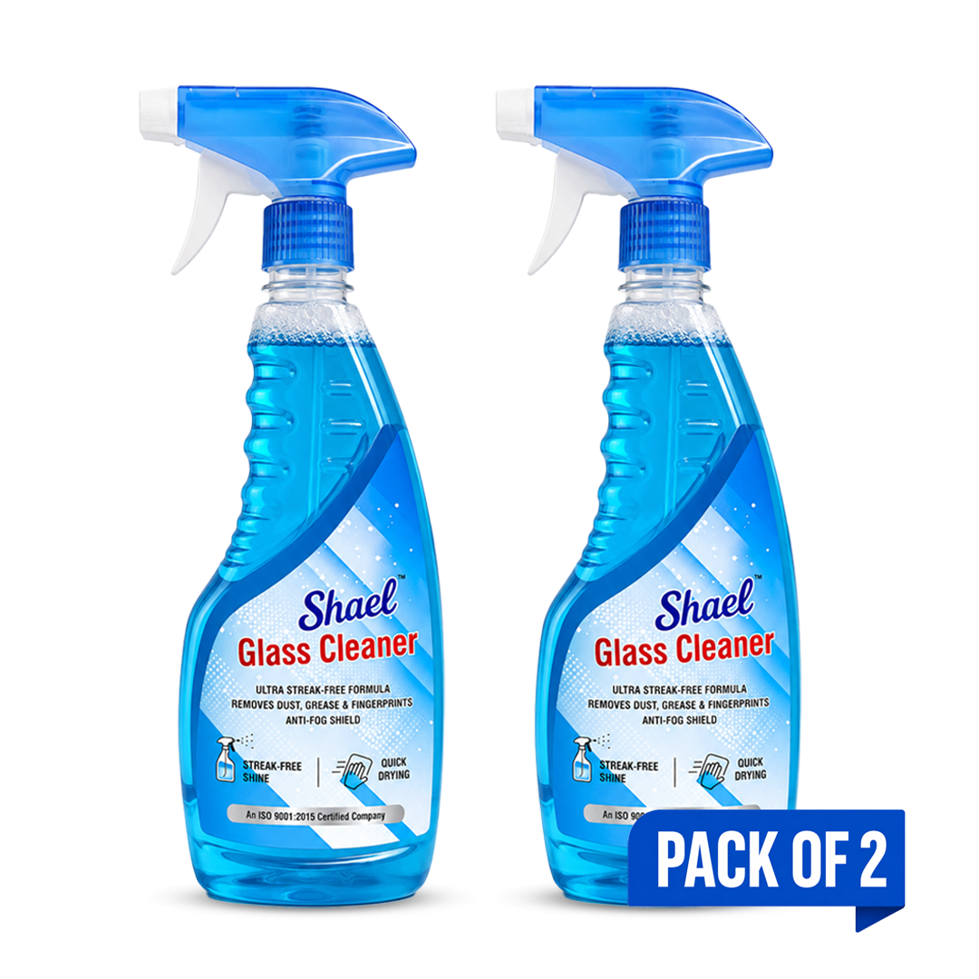 Shael Glass Cleaner Spray 500ml (Pack of 2) – Streak-Free Shine & Powerful Stain Remover – ₹80/bottle