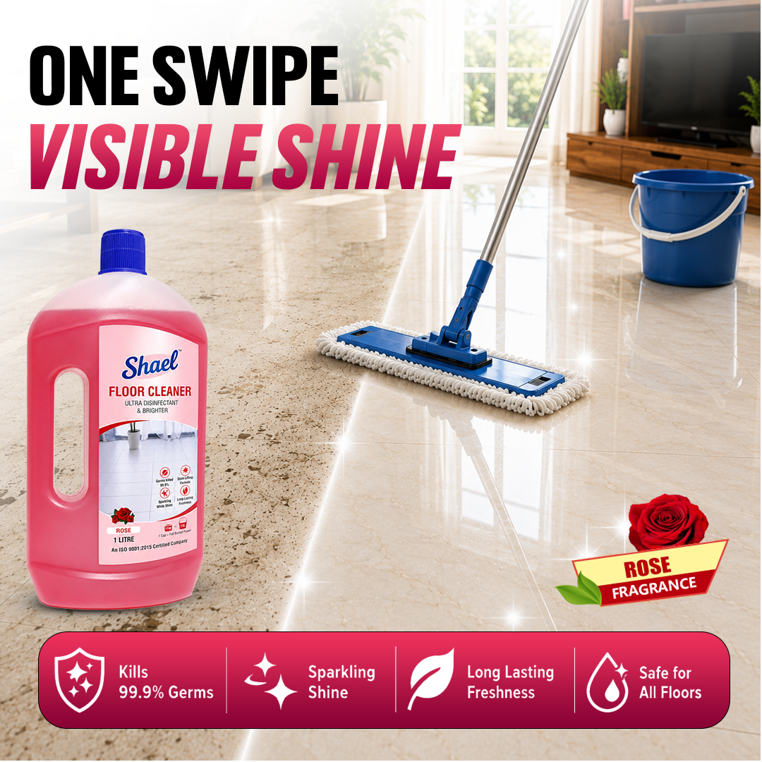 Shael Rose Floor Cleaner 1 Litre (Pack of 2) | Floral Fresh Shine & Disinfectant Floor Cleaner – ₹77.5/bottle