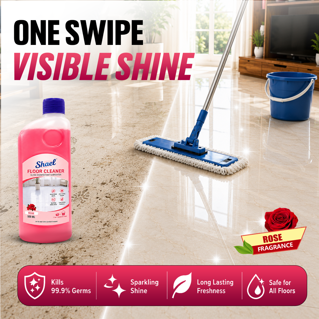 Shael Rose Floor Cleaner 500ML (Pack of 3) | Floral Fresh Shine & Disinfectant Floor Cleaner – ₹60.6/bottle