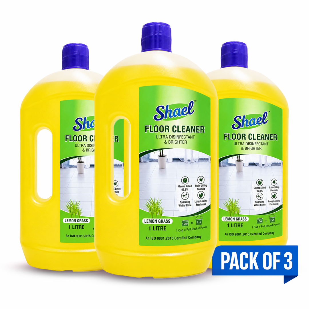 Shael Lemon Floor Cleaner 1 Litre (Pack of 3) | Floral Fresh Shine & Disinfectant Floor Cleaner – ₹70.6/bottle