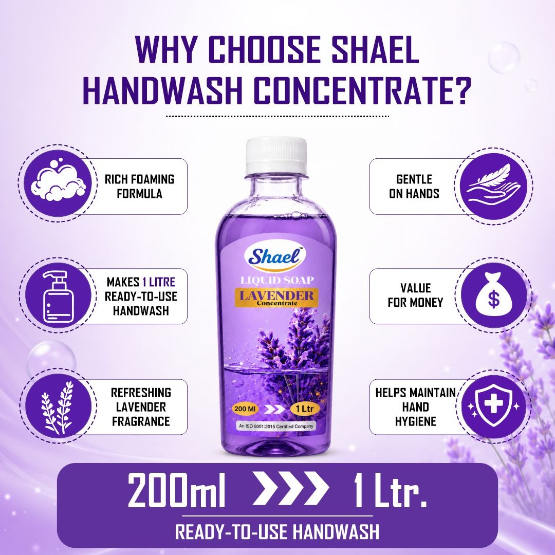 Shael Lavender Liquid Soap Concentrate (200 ml) | Rich Foaming Formula | Makes 1 Litre Ready-to-Use Handwash
