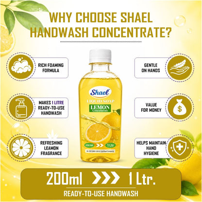 Shael Lemon Liquid Soap Concentrate (200 ml) | Makes 1 Litre Ready-to-Use Handwash