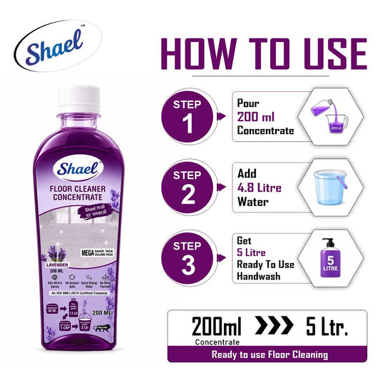 Floor Cleaner Concentrate Lavender 200ml – Makes 5 Litres – Multi-Surface Floor Cleaner for Tile, Marble & Wood