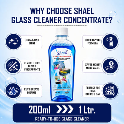 Glass Cleaner Concentrate 200ml – Makes 5 Litres – Streak-Free Window, Mirror & Glass Cleaner
