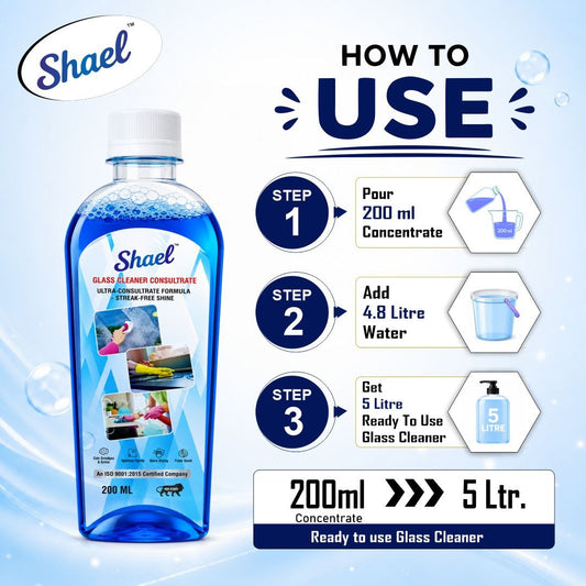 Glass Cleaner Concentrate 200ml – Makes 5 Litres – Streak-Free Window, Mirror & Glass Cleaner