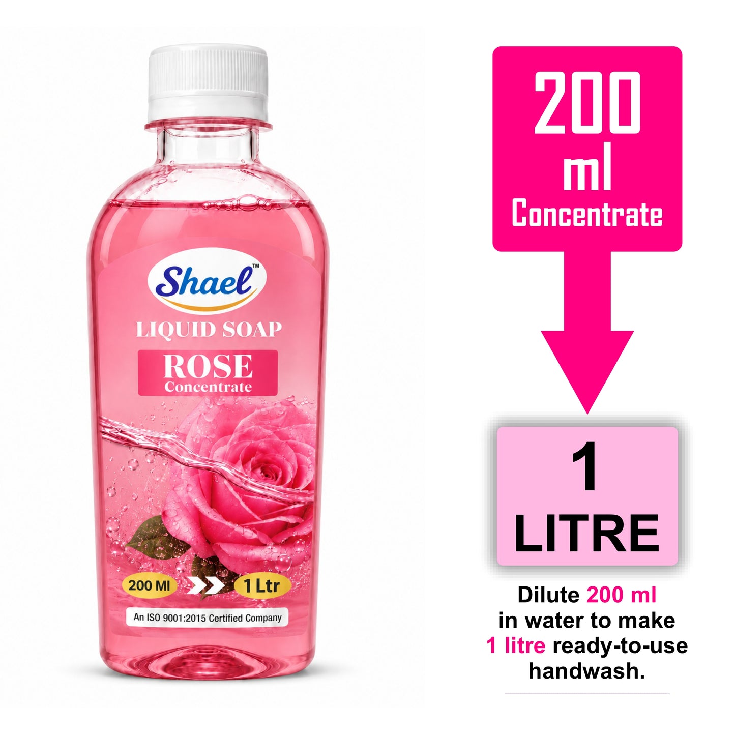Shael Rose Liquid Soap Concentrate (200 ml) | Rich Foam Formula | Makes 1 Litre Ready-to-Use Handwash | Gentle on Hands
