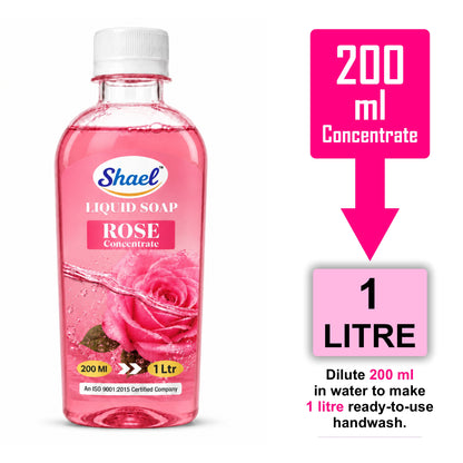 Shael Rose Liquid Soap Concentrate (200 ml) | Rich Foam Formula | Makes 1 Litre Ready-to-Use Handwash | Gentle on Hands