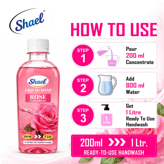 Shael Rose Liquid Soap Concentrate (200 ml) | Rich Foam Formula | Makes 1 Litre Ready-to-Use Handwash | Gentle on Hands