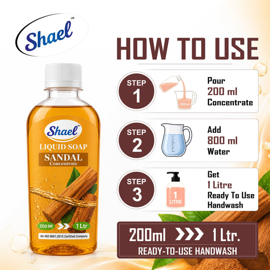Shael Sandal Liquid Soap Concentrate (200 ml) | Rich Foaming Formula | Makes 1 Litre Ready-to-Use Handwash | Gentle on Hands