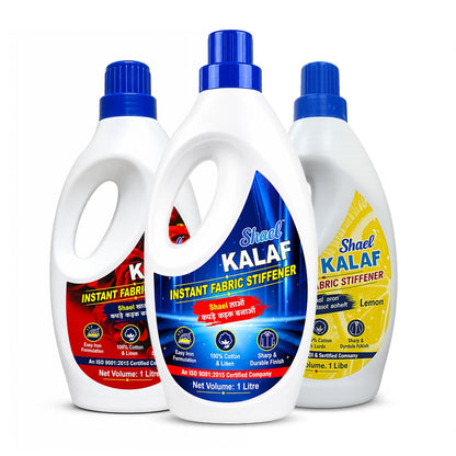Shael Instant Fabric Stiffener Liquid 1L (Pack of 3) – Easy Iron & Crisp Finish for Cotton & Linen