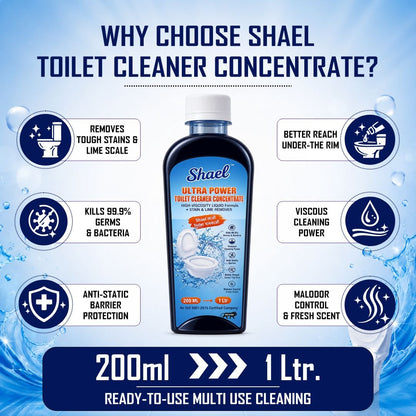 Toilet Cleaner Concentrate 200ml Makes 1 Litre | Powerful Disinfectant Toilet Bowl Cleaner | Removes Hard Water Stains, Limescale & Odour | Fresh Fragrance