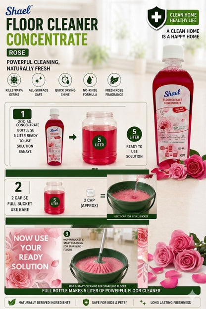 Shael Rose Floor Cleaner Concentrate 200ml | Makes 5 Litres Ready-to-Use