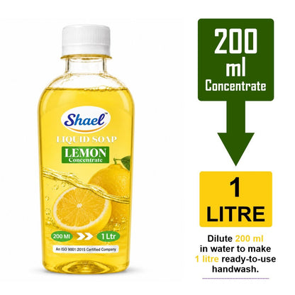 Shael Lemon Liquid Soap Concentrate (200 ml) | Makes 1 Litre Ready-to-Use Handwash